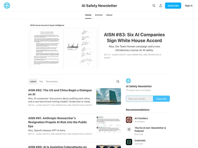 The AI Safety Newsletter homepage