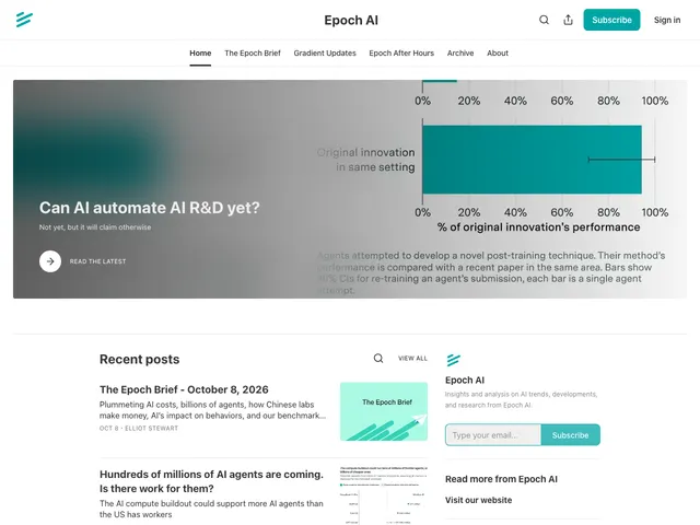 The Epoch AI homepage