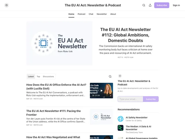 The The EU AI Act Newsletter homepage
