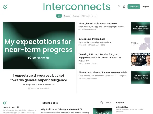 The Interconnects homepage