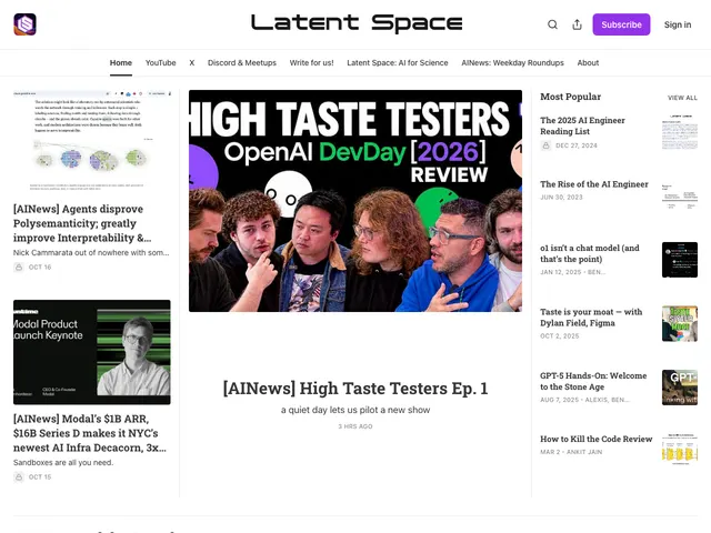 The Latent Space homepage