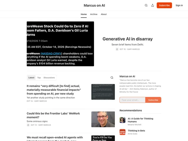 The Marcus on AI homepage