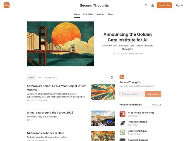 The Second Thoughts homepage