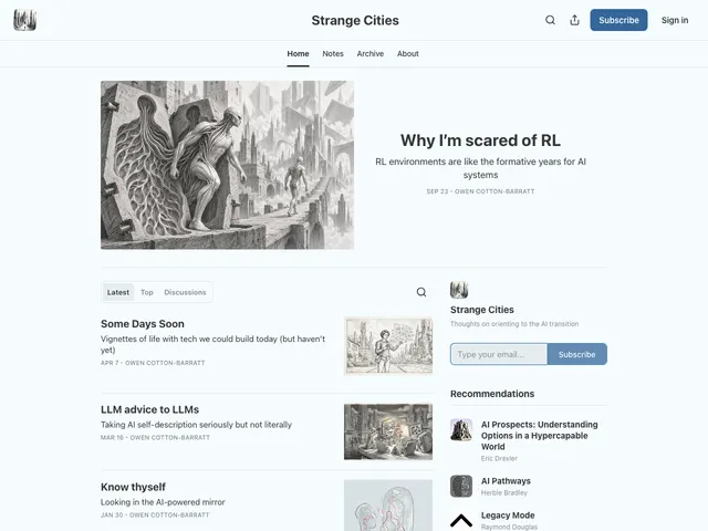 The Strange Cities homepage