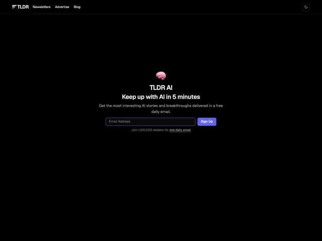 The TLDR AI homepage