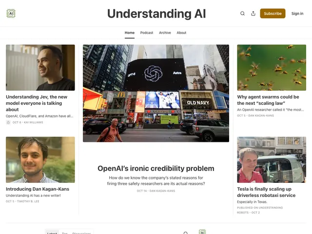 The Understanding AI homepage