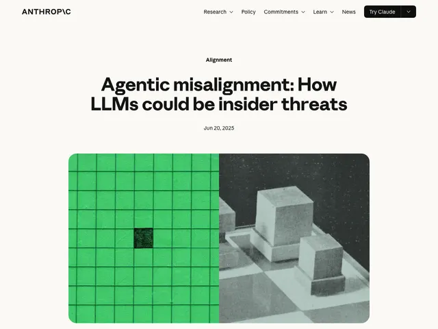 First page of “Agentic Misalignment: How LLMs Could Be Insider Threats”
