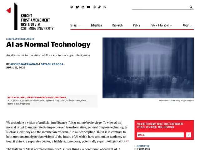 First page of “AI as Normal Technology”