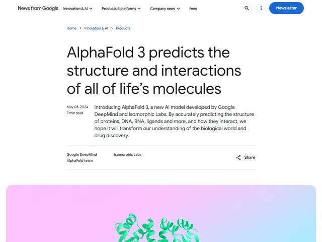 First page of “AlphaFold 3 predicts the structure and interactions of all of life's molecules”