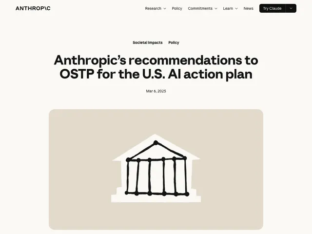 First page of “Anthropic's Recommendations to OSTP for the U.S. AI Action Plan”
