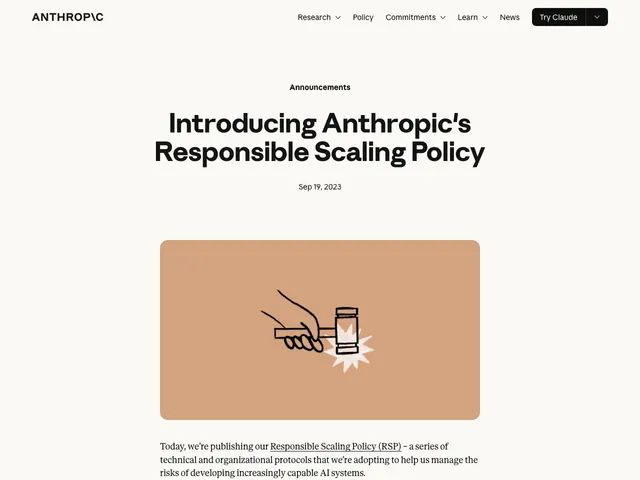 First page of “Anthropic's Responsible Scaling Policy”