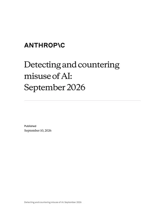 First page of “Detecting and countering misuse of AI: September 2026”