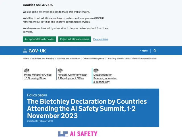 First page of “The Bletchley Declaration by Countries Attending the AI Safety Summit, 1-2 November 2023”