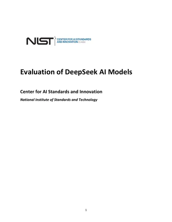 First page of “CAISI Evaluation of DeepSeek AI Models”