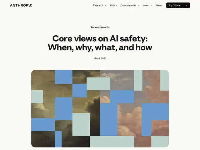 First page of “Core Views on AI Safety: When, Why, What, and How”
