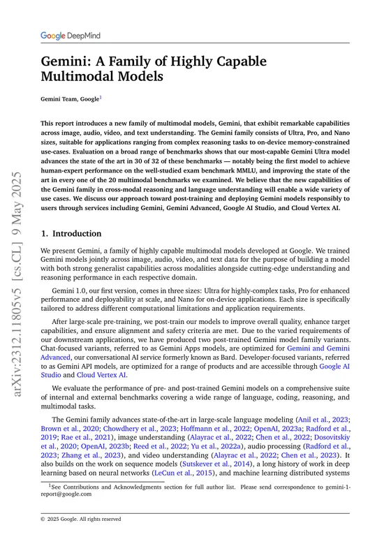 First page of “Gemini: A Family of Highly Capable Multimodal Models”