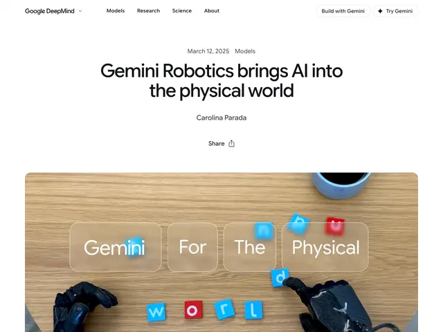 First page of “Gemini Robotics brings AI into the physical world”