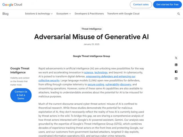 First page of “Adversarial Misuse of Generative AI”
