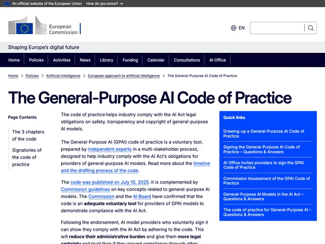 First page of “The General-Purpose AI Code of Practice”