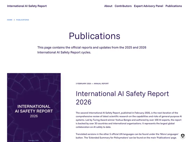 First page of “International AI Safety Report 2026”
