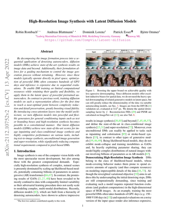 First page of “High-Resolution Image Synthesis with Latent Diffusion Models”