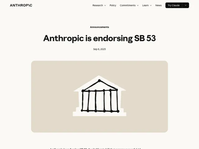 First page of “Anthropic is endorsing SB 53”
