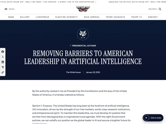 First page of “Removing Barriers to American Leadership in Artificial Intelligence”