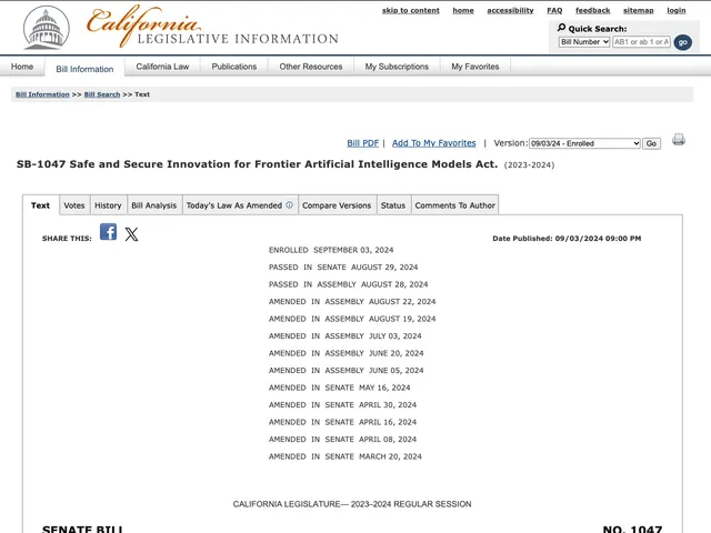 First page of “SB 1047: Safe and Secure Innovation for Frontier Artificial Intelligence Models Act”