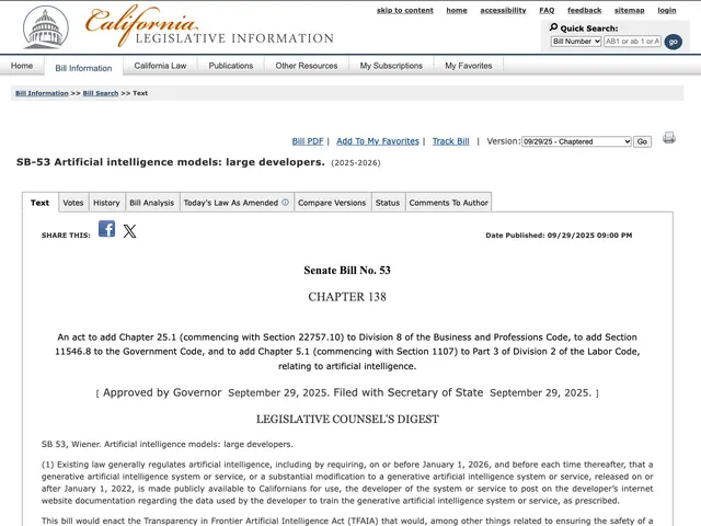 First page of “SB-53 Transparency in Frontier Artificial Intelligence Act”