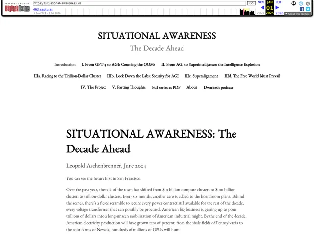 First page of “Situational Awareness: The Decade Ahead”