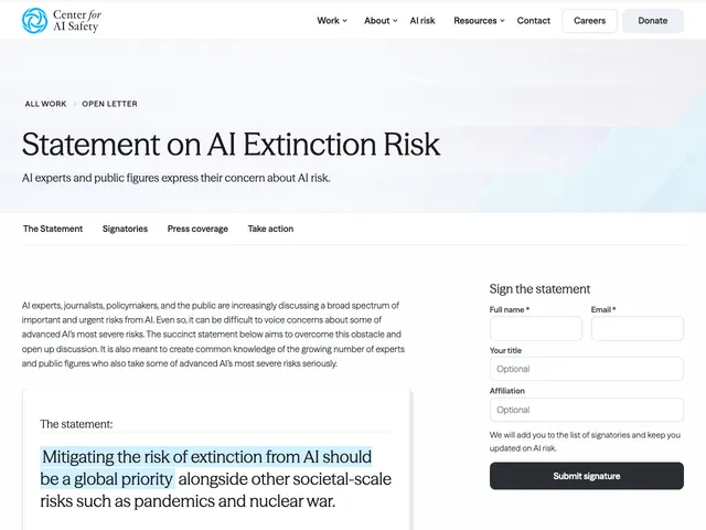 First page of “Statement on AI Risk”