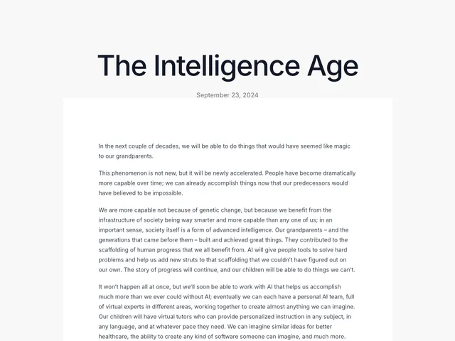 First page of “The Intelligence Age”