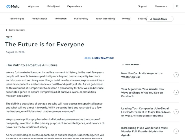 First page of “The Future is for Everyone”